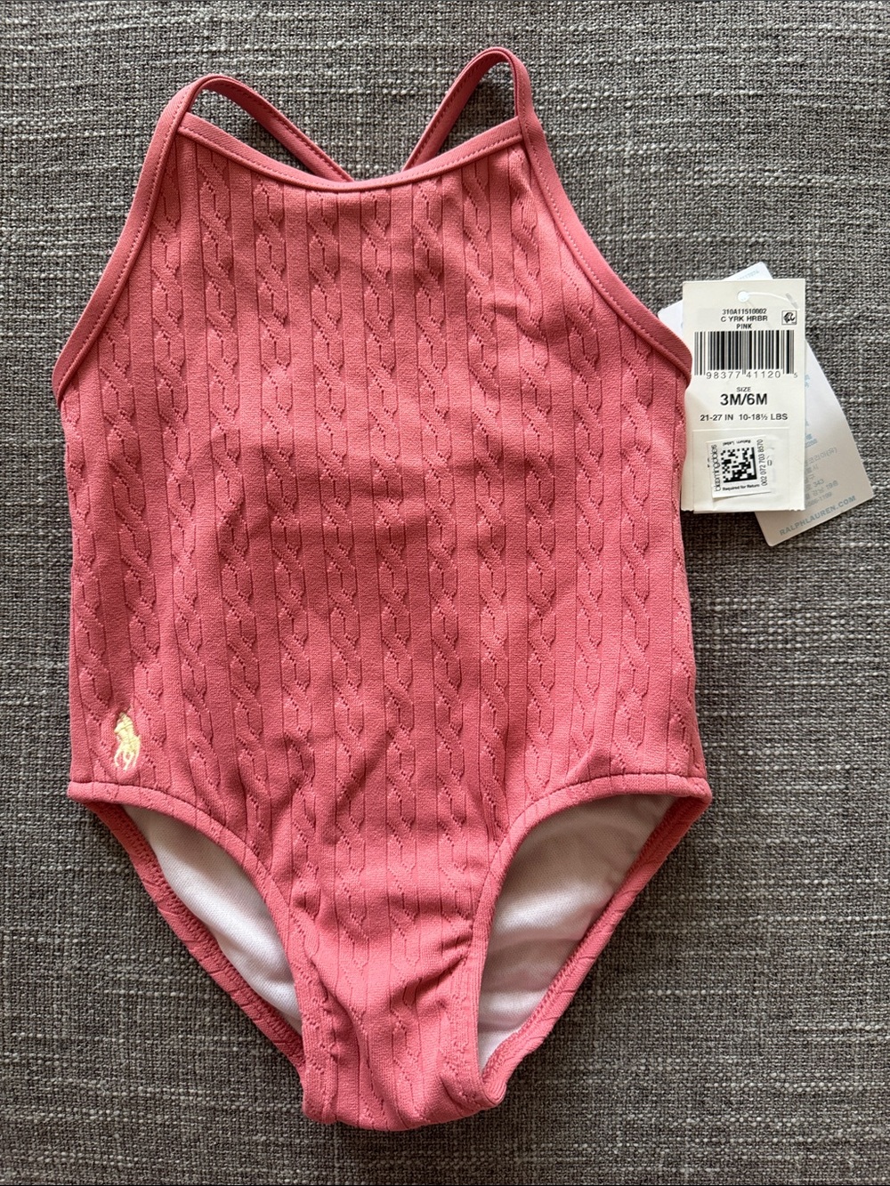 NWT Ralph Lauren Rose Pink One-Piece Swimsuit